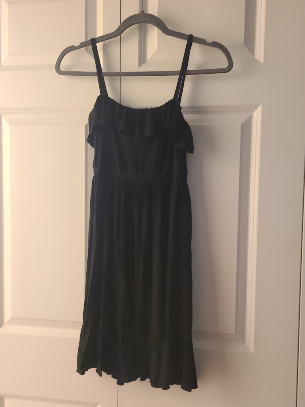 Soprano Size XS Black Ruffle-Trim Midi Sundress